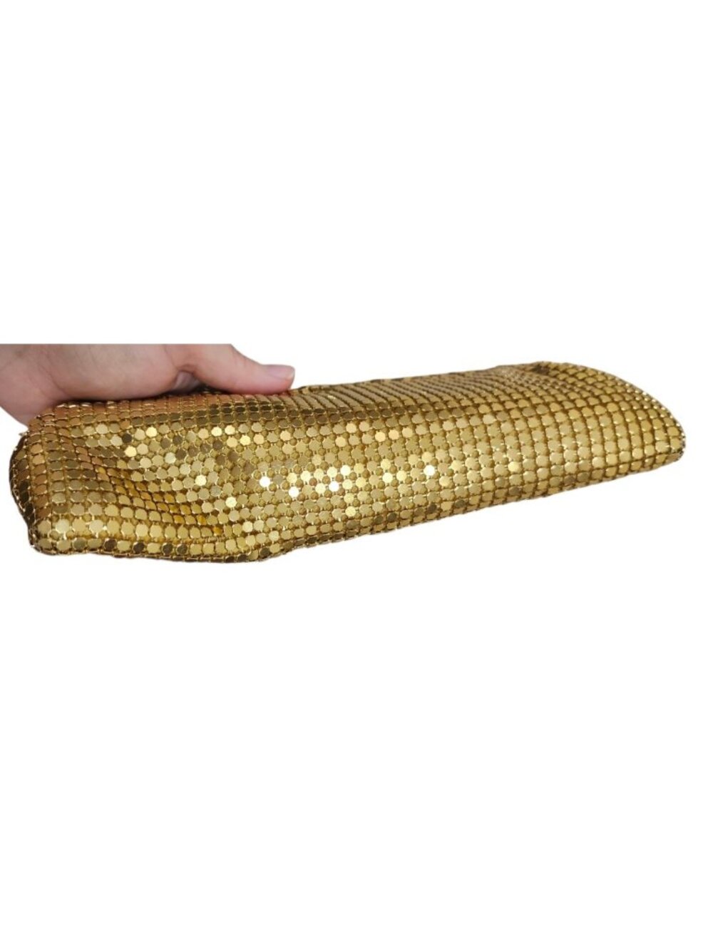 Vintage La Regale Gold Metal Mesh Evening Bag Chain Shoulder Clutch Purse - Picture 7 of 11